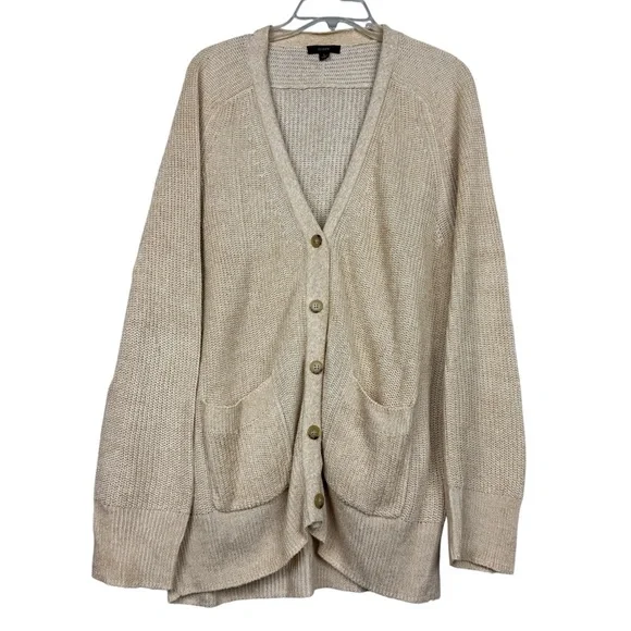J Crew Linen Cotton Button Relaxed Cardigan Sweater - Picture 2 of 6